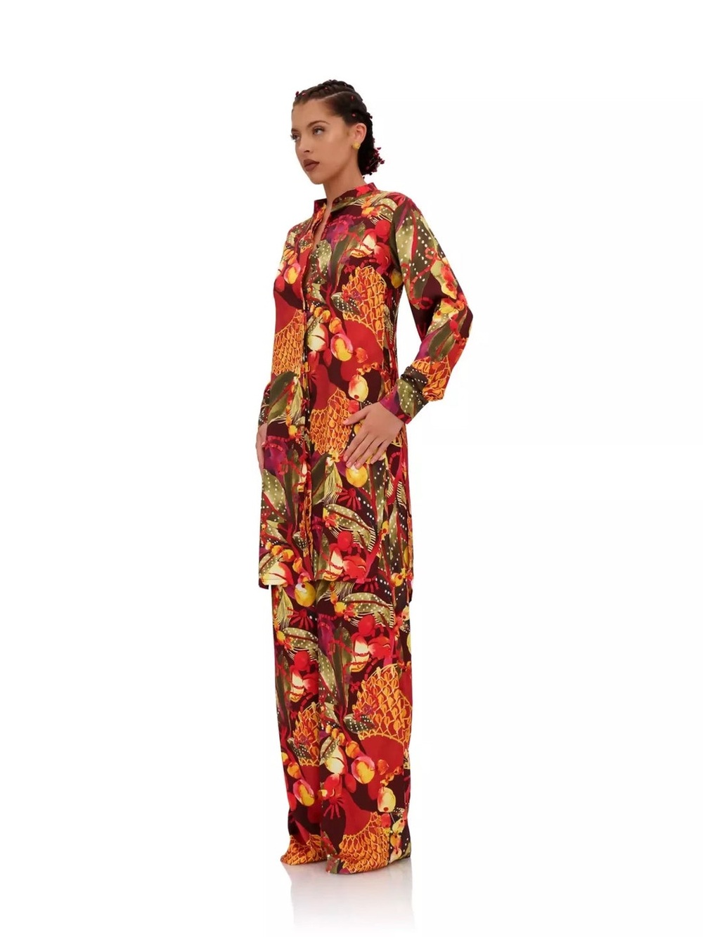 Andrea Iyamah Uchi TNC Kola Print Tunic Top Long Sleeve Multicolor NWT